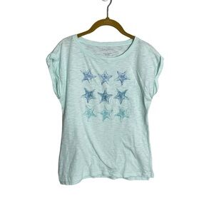 Talbots Blue Starfish Print T Shirt Petite